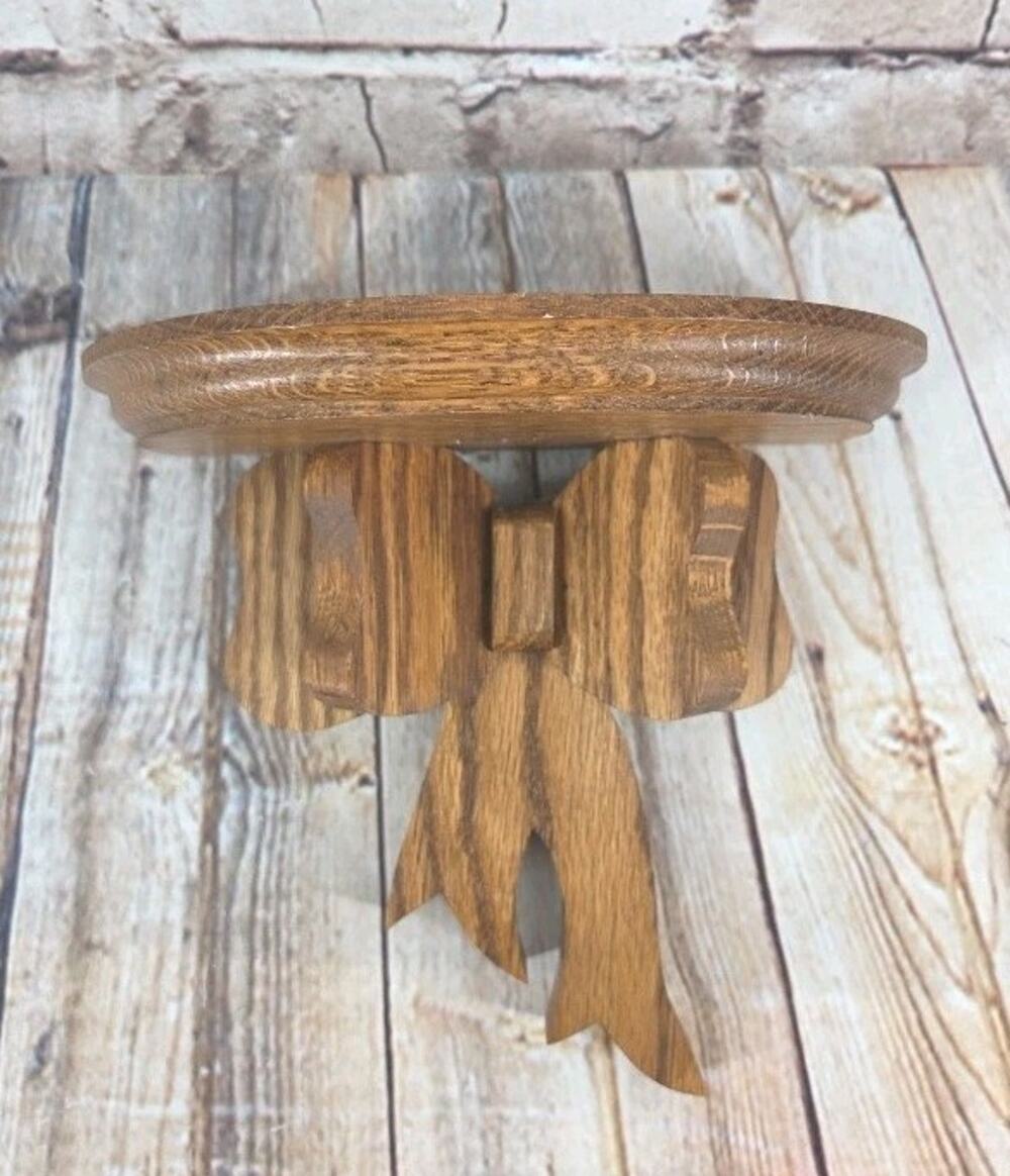 Vintage Wooden Bow Wall Shelf Small Cottage Farmhouse Granny Core Brown